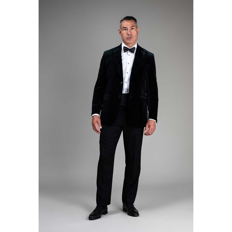 Rembrandt Lyon Bottle Green Paisley Velvet Blazer image number 2